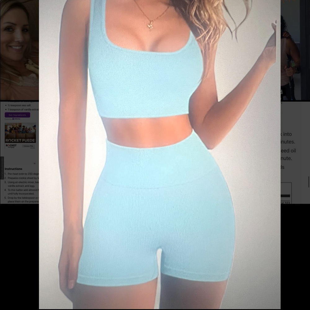 Two piece workout set. Baby blue. Size Medium.